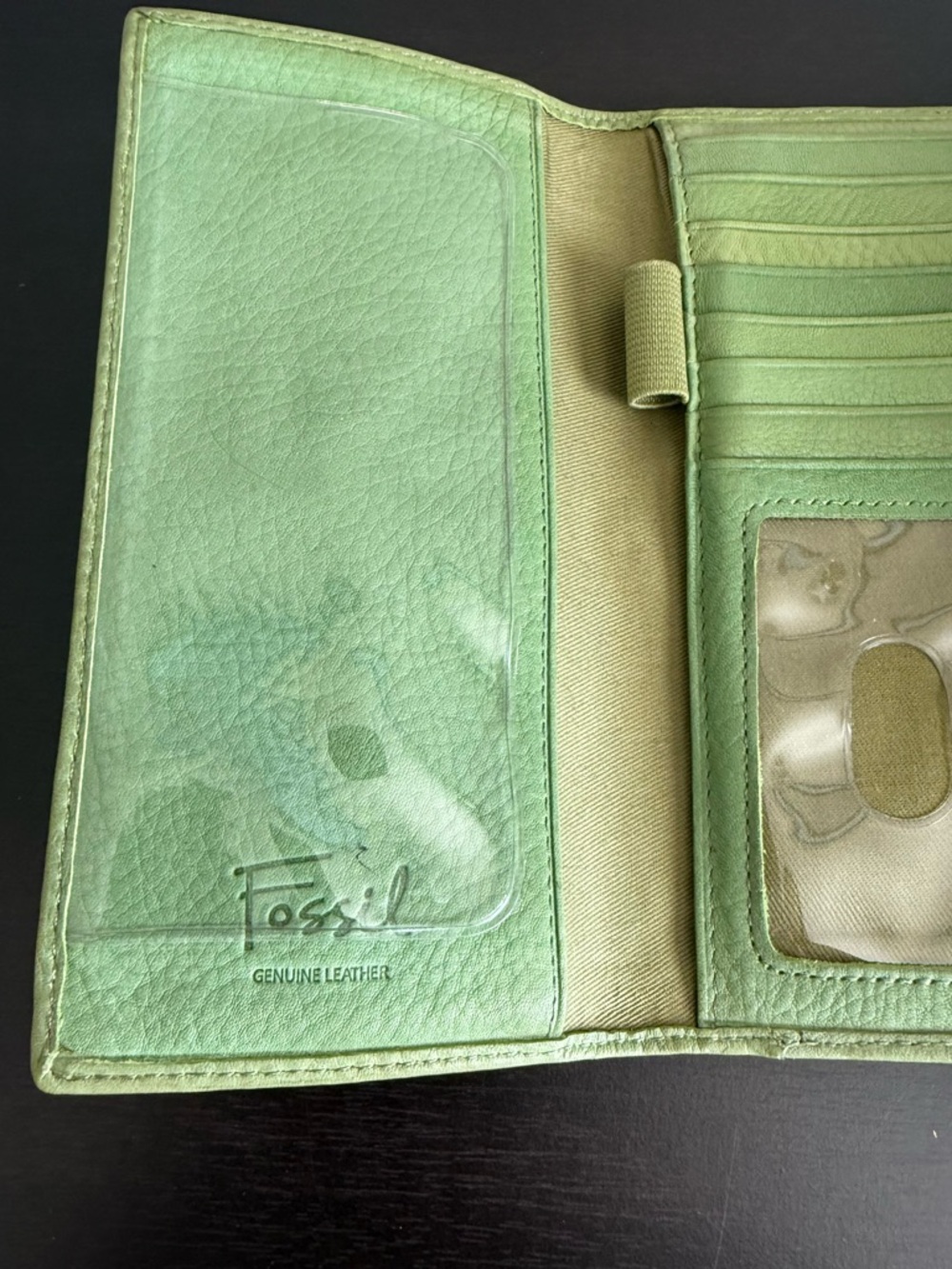 FOSSIL Leather Pastel Envelope Style Trifold Checkbook/Credit Card Wallet Y2K - Picture 5 of 5